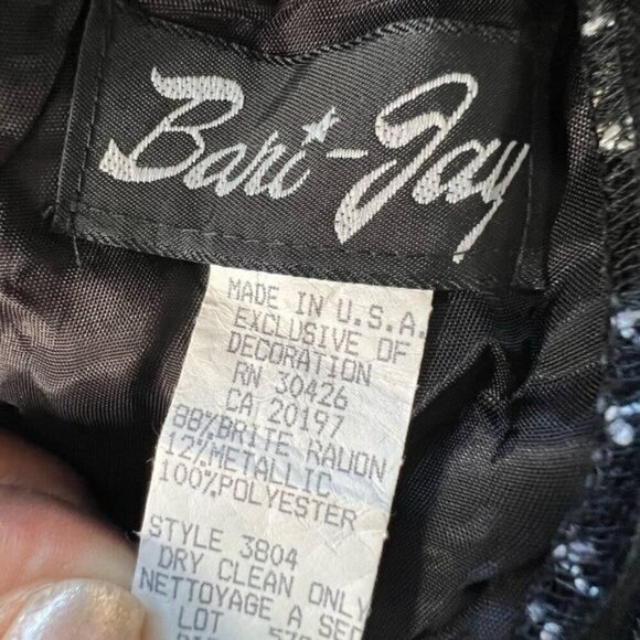 Bari Jay black black white dress size M Vintage midi - Picture 4 of 5